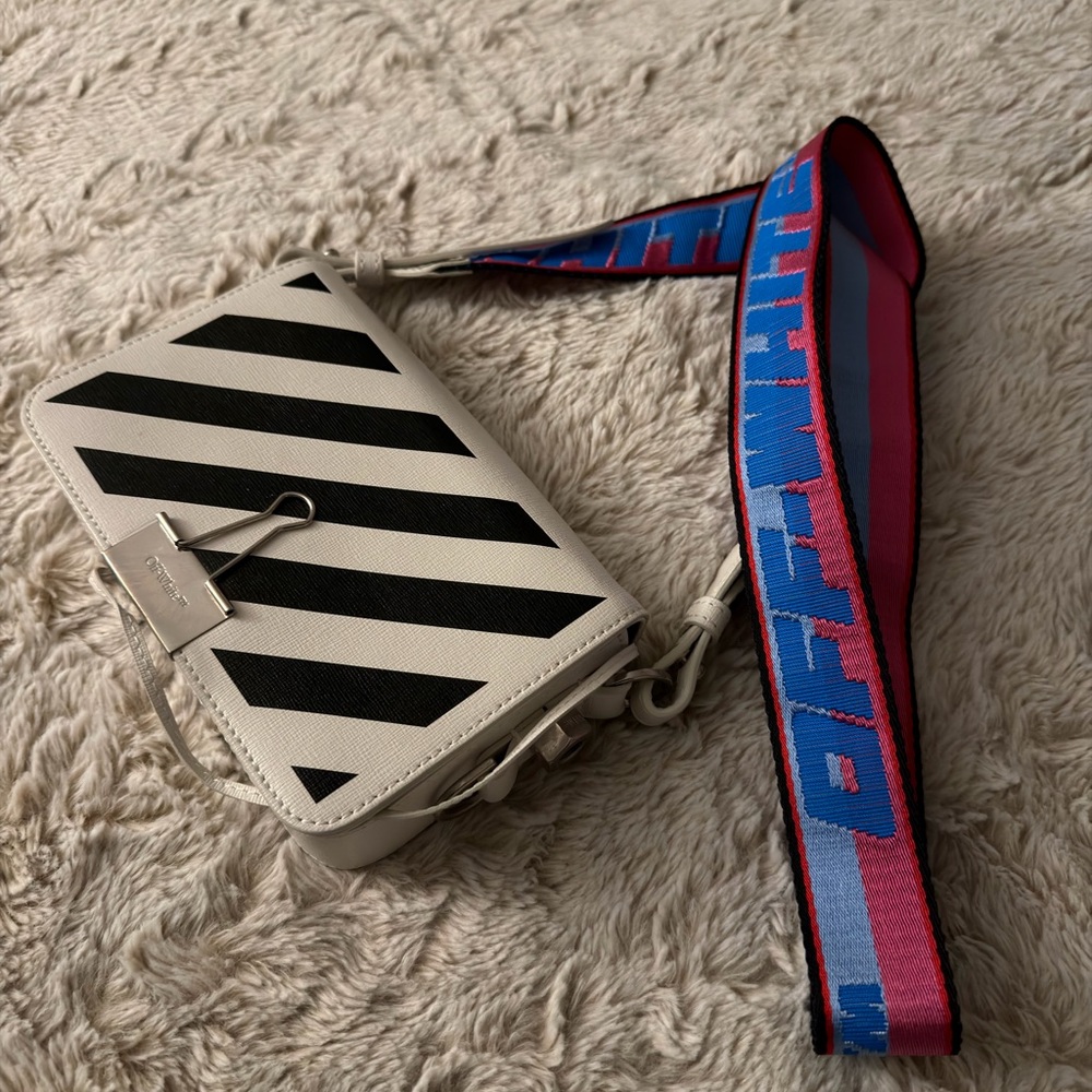 Authentic Off-White Black and White Striped Crossbody Bag